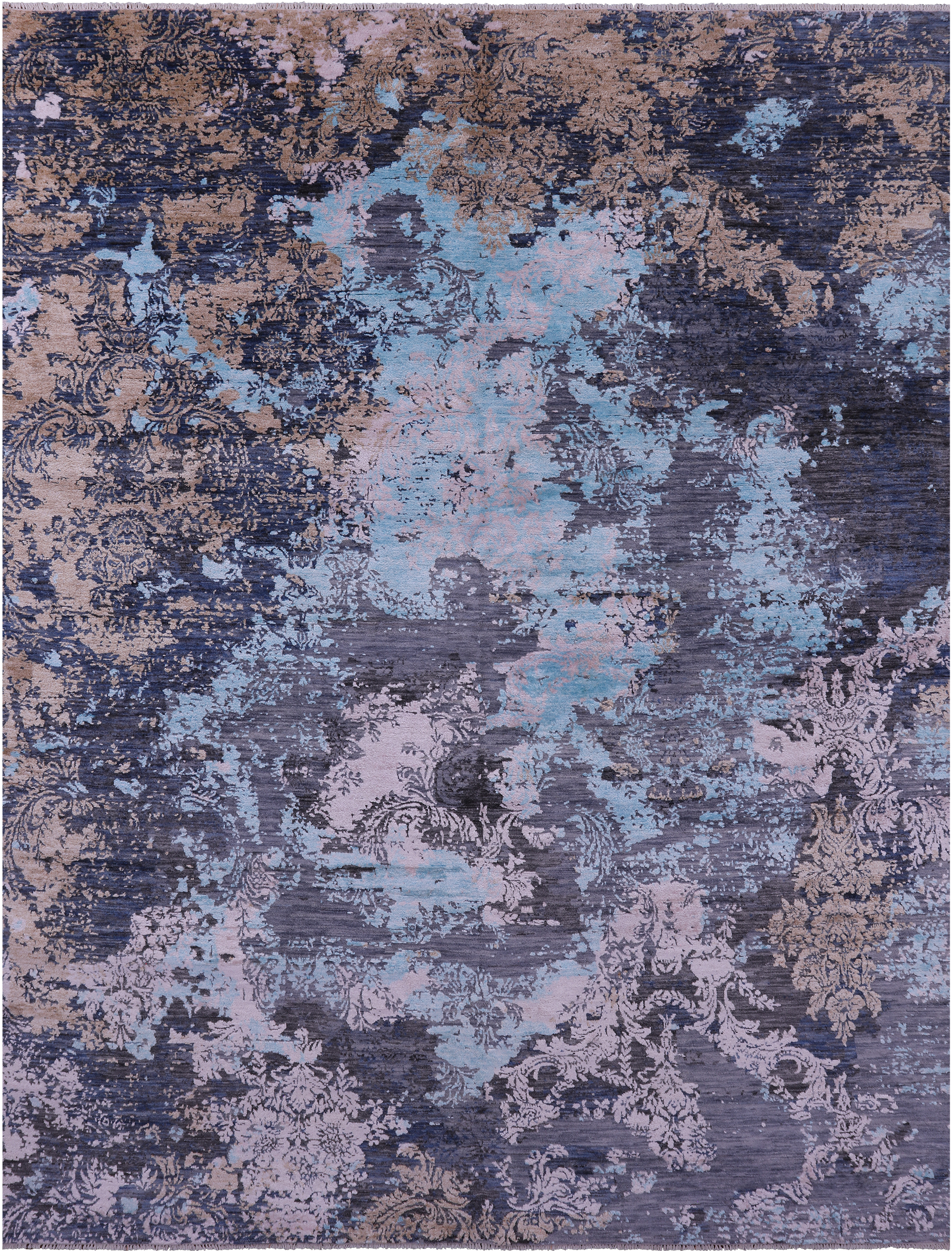 SUPER SALE Contemporary Hand Knotted Wool & Silk Rug - 7' 9" X 10' 2"