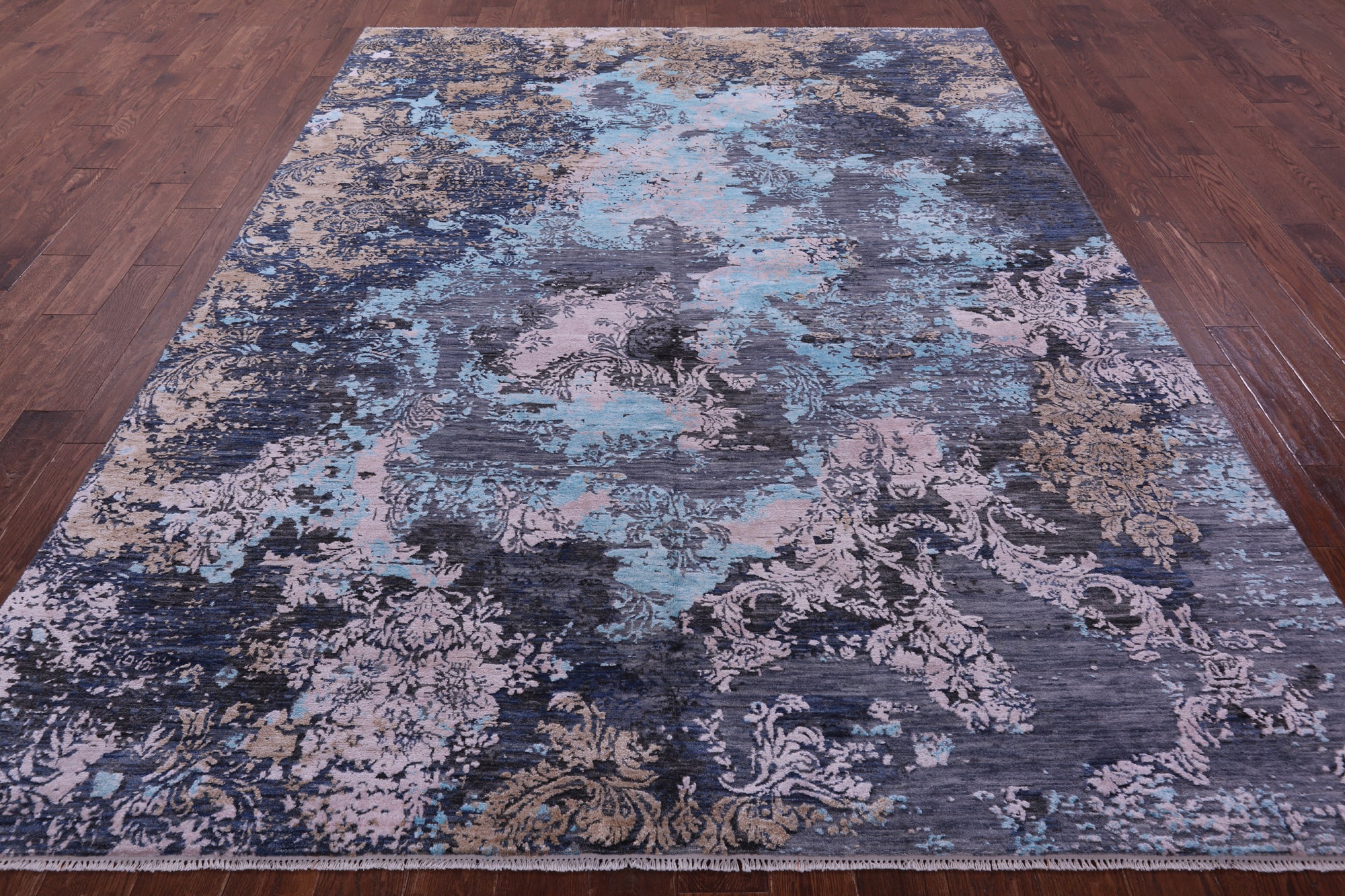 SUPER SALE Contemporary Hand Knotted Wool & Silk Rug - 7' 9" X 10' 2"