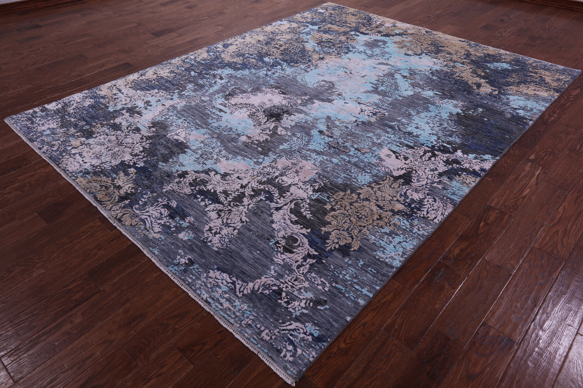 SUPER SALE Contemporary Hand Knotted Wool & Silk Rug - 7' 9" X 10' 2"