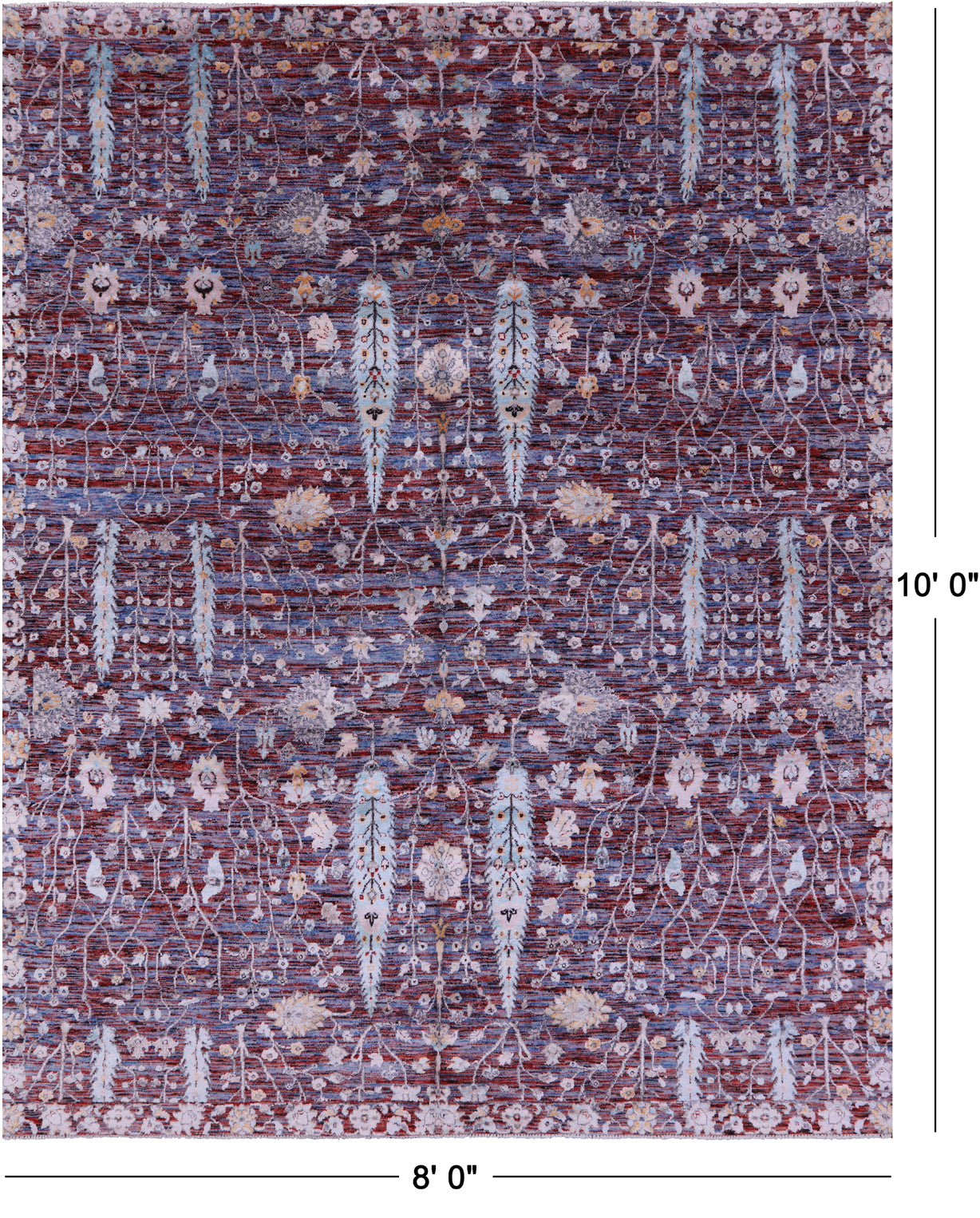 Persian Ziegler Hand Knotted Wool & Silk Rug - 8' 0" X 10' 0"