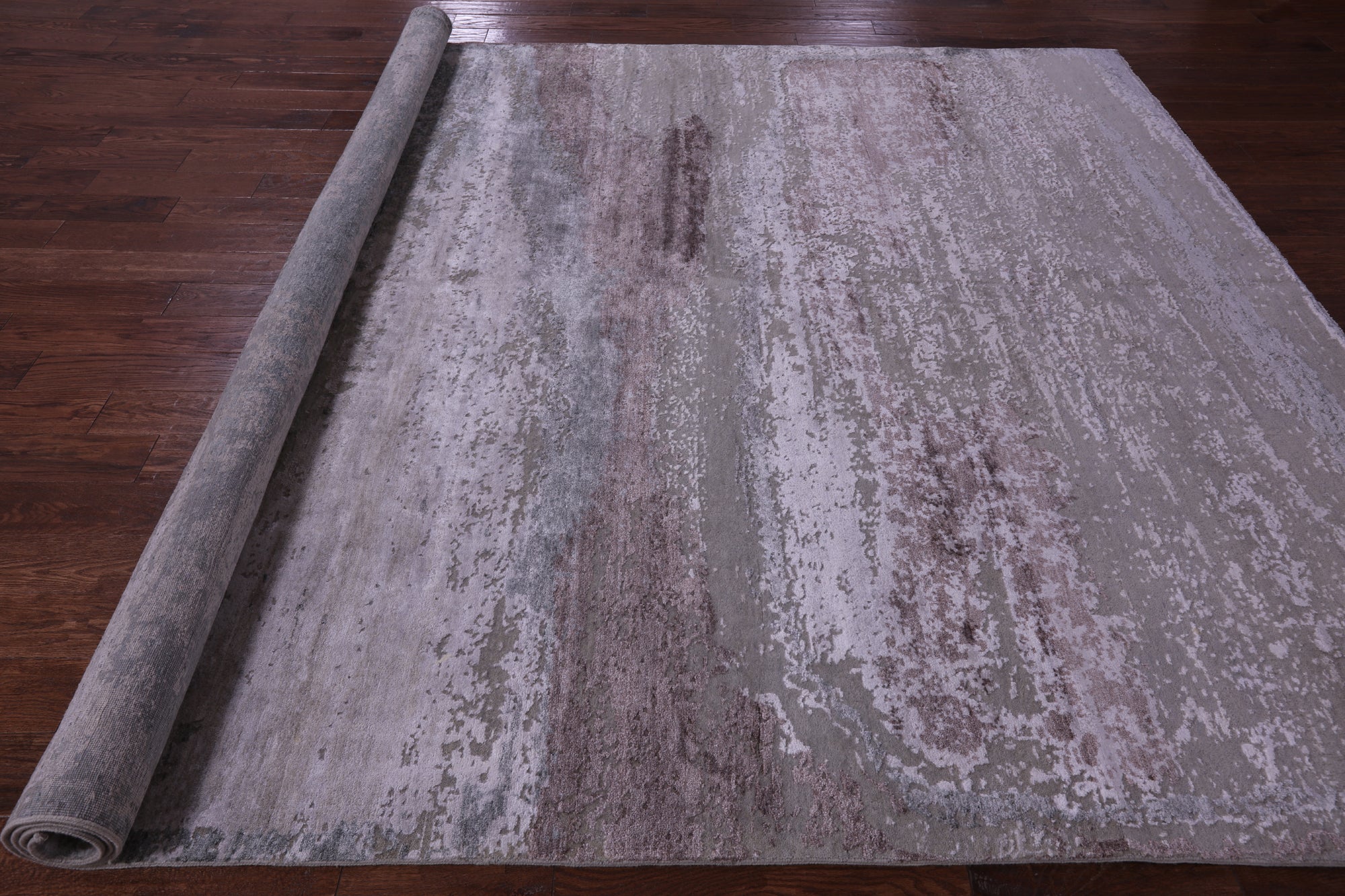 SUPER SALE Contemporary Hand Knotted Wool & Silk Rug - 9' 0" X 11' 6"