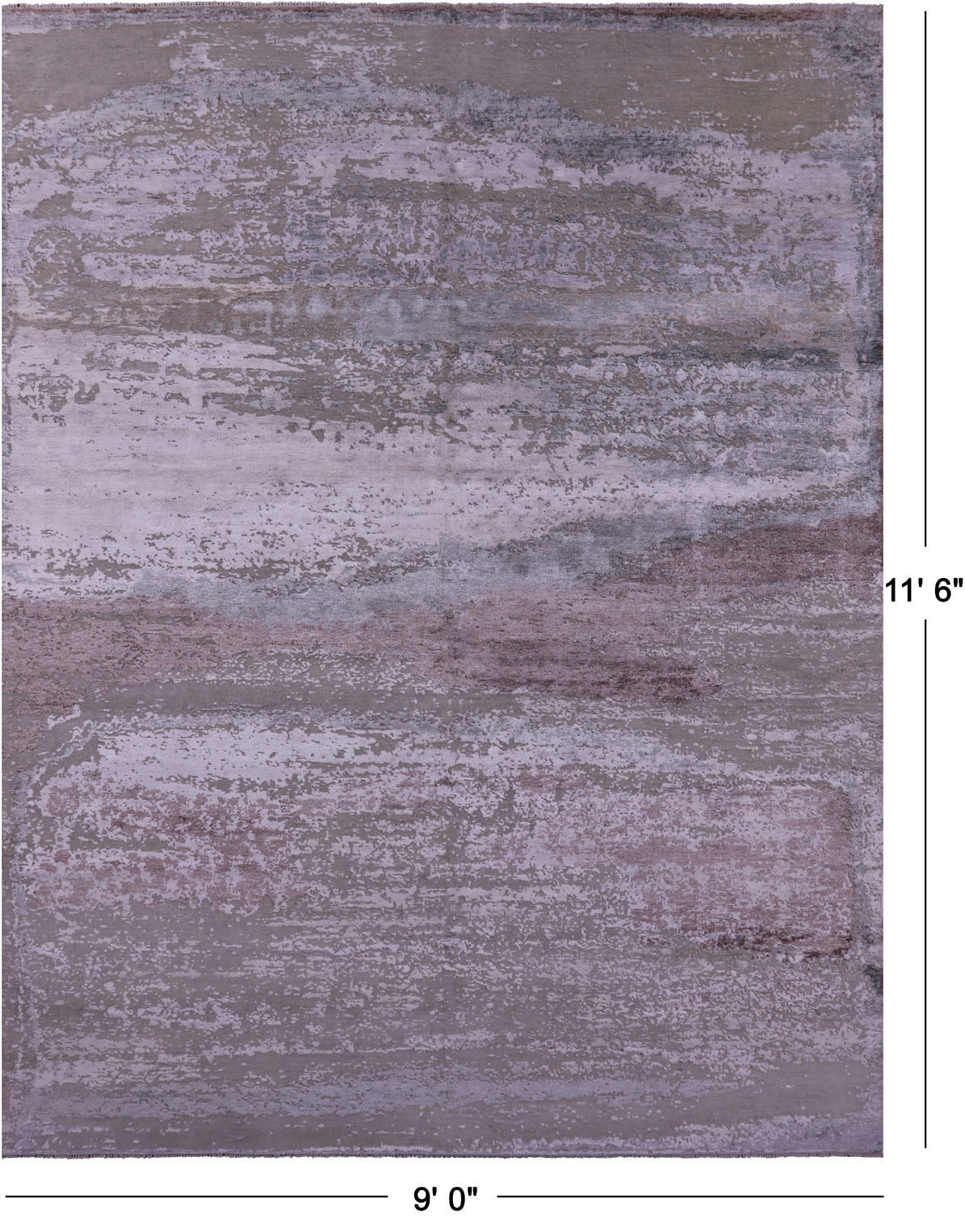 SUPER SALE Contemporary Hand Knotted Wool & Silk Rug - 9' 0" X 11' 6"