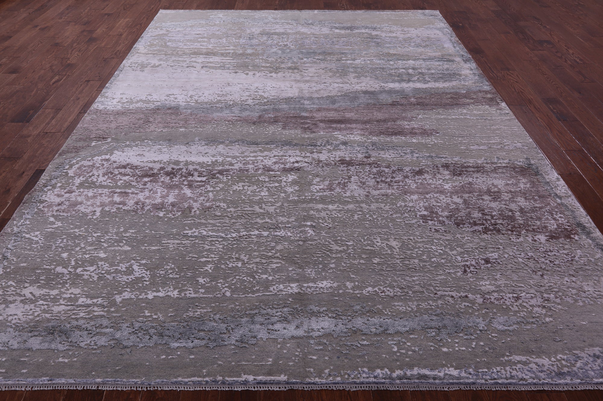 SUPER SALE Contemporary Hand Knotted Wool & Silk Rug - 9' 0" X 11' 6"