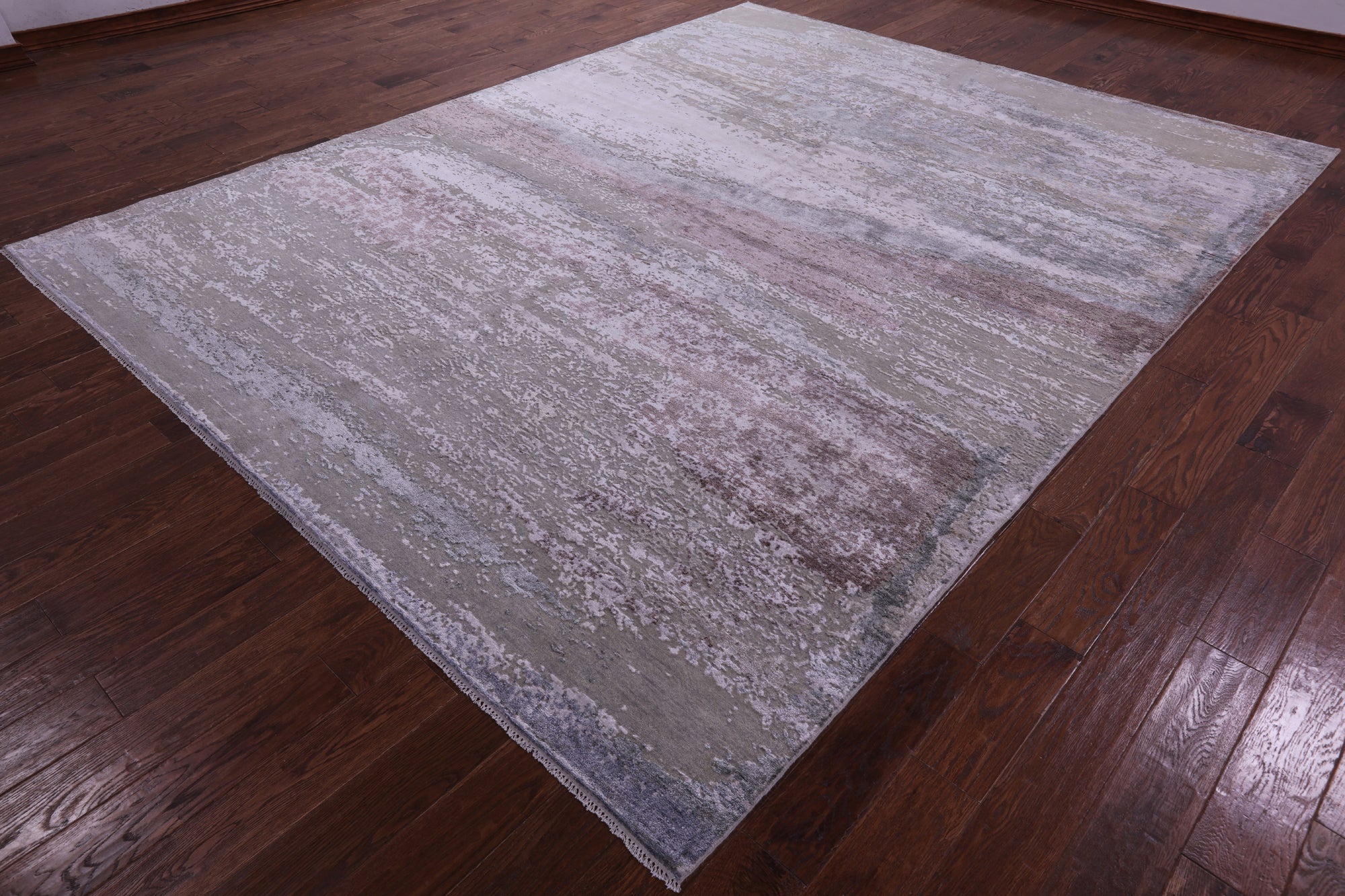 SUPER SALE Contemporary Hand Knotted Wool & Silk Rug - 9' 0" X 11' 6"