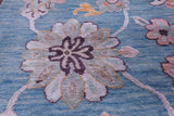 Blue Persian Hand Knotted Wool & Silk Rug - 9' 1" X 12' 3" - Golden Nile
