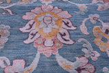 Blue Persian Hand Knotted Wool & Silk Rug - 9' 1" X 12' 3" - Golden Nile