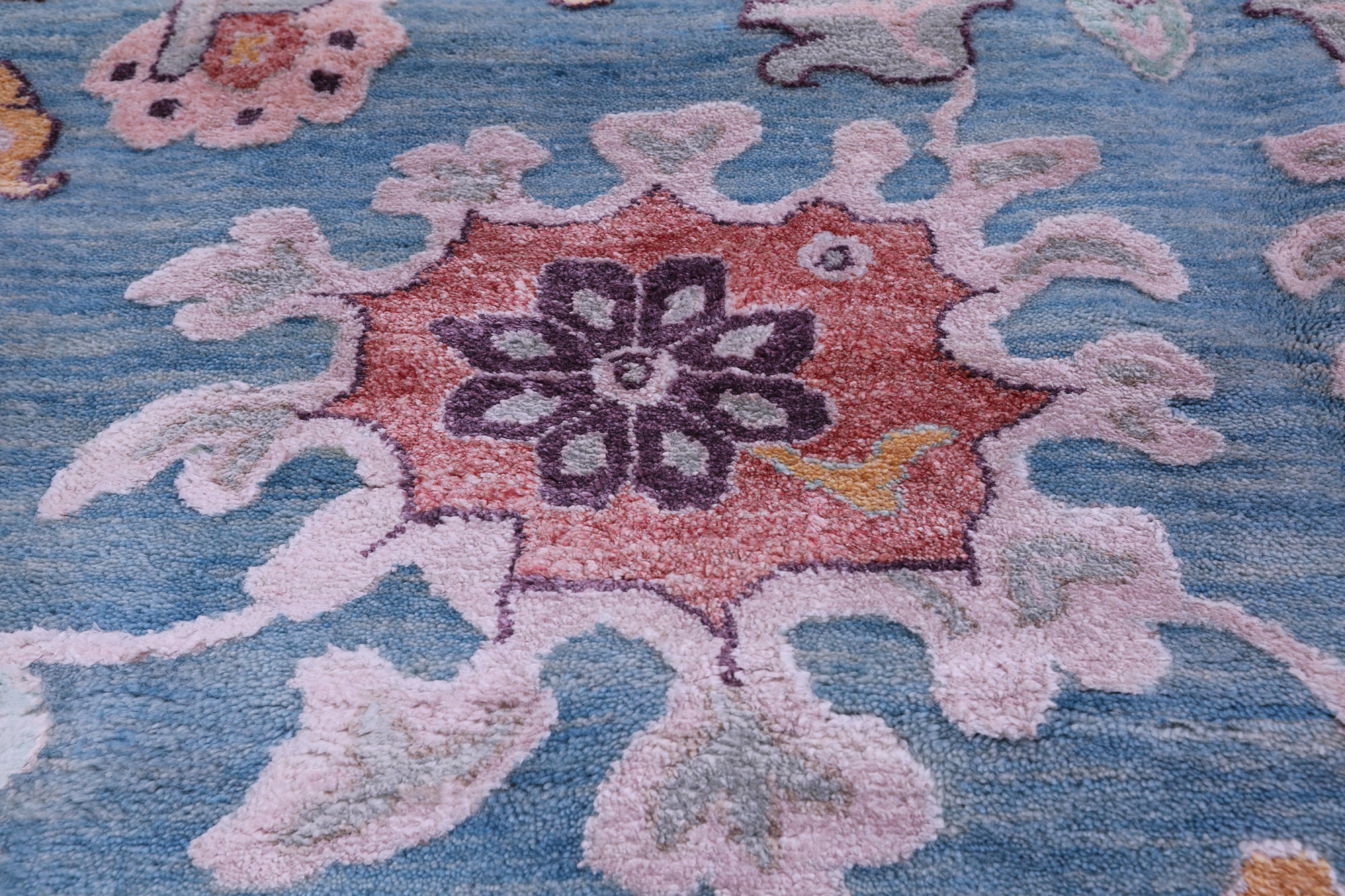 Blue Persian Hand Knotted Wool & Silk Rug - 9' 1" X 12' 3" - Golden Nile