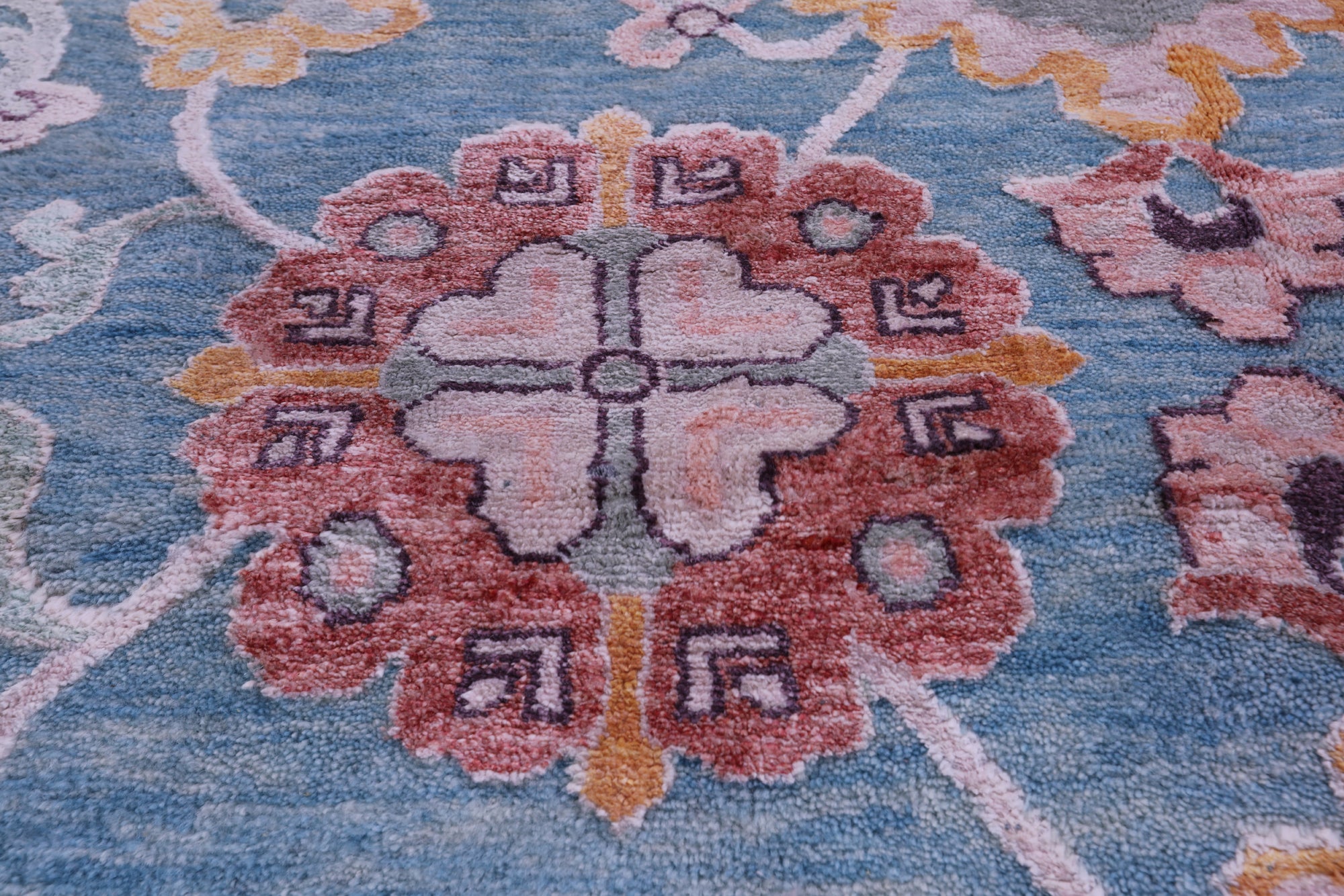Blue Persian Hand Knotted Wool & Silk Rug - 9' 1" X 12' 3" - Golden Nile