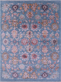 Blue Persian Hand Knotted Wool & Silk Rug - 9' 1" X 12' 3" - Golden Nile
