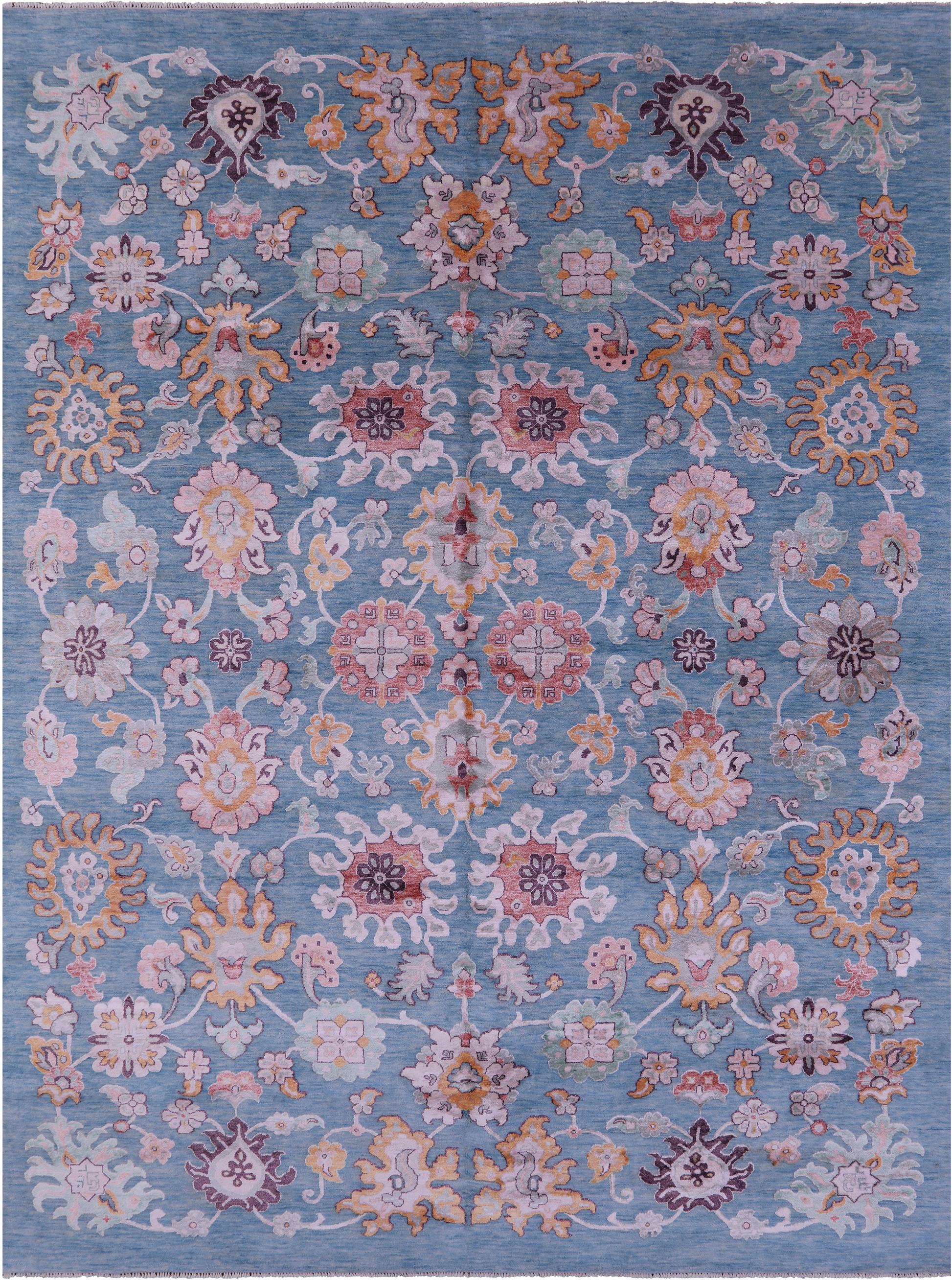 Blue Persian Hand Knotted Wool & Silk Rug - 9' 1" X 12' 3" - Golden Nile