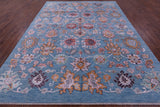 Blue Persian Hand Knotted Wool & Silk Rug - 9' 1" X 12' 3" - Golden Nile
