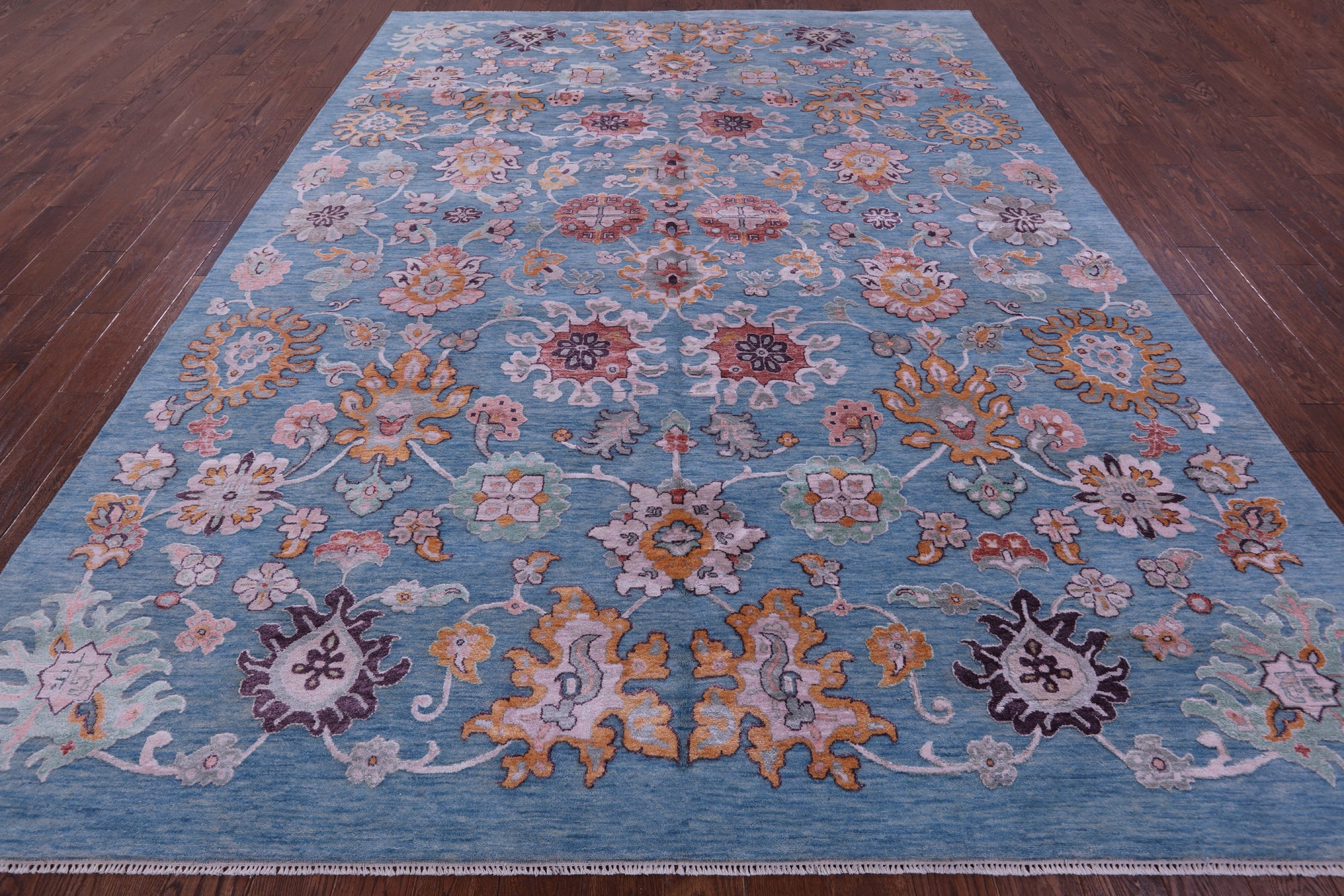 Blue Persian Hand Knotted Wool & Silk Rug - 9' 1" X 12' 3" - Golden Nile