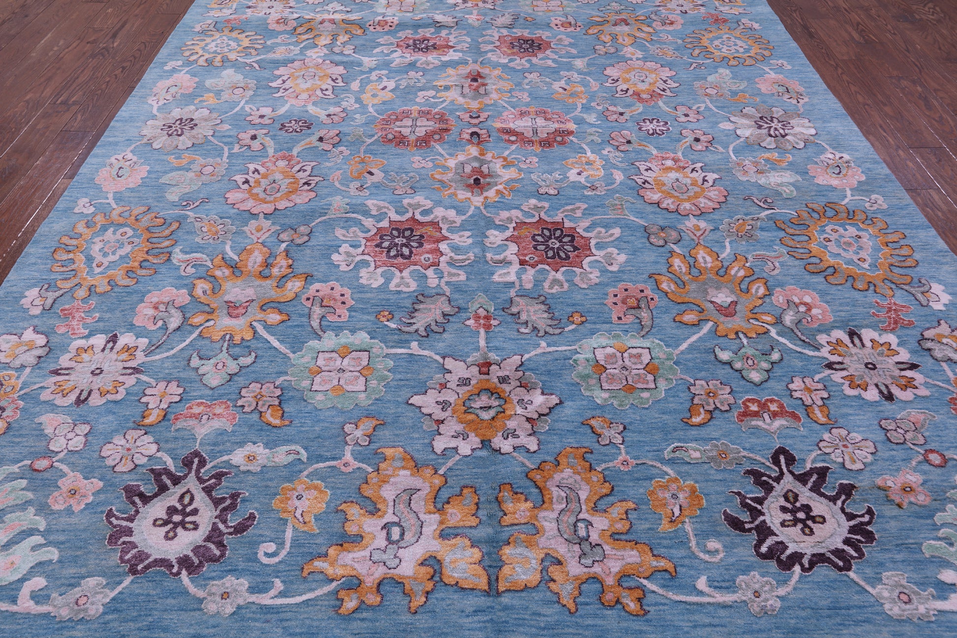 Blue Persian Hand Knotted Wool & Silk Rug - 9' 1" X 12' 3" - Golden Nile