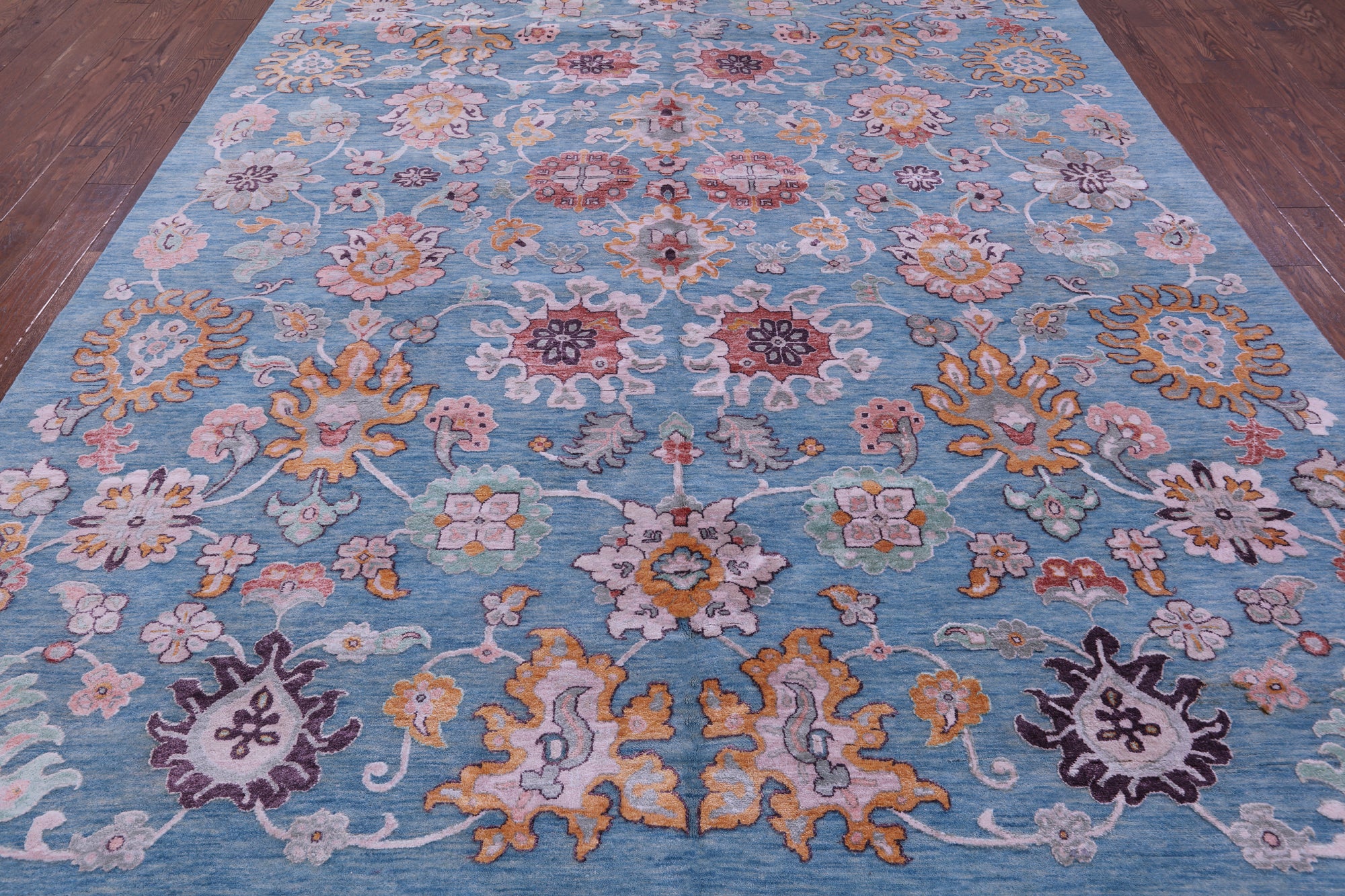 Blue Persian Hand Knotted Wool & Silk Rug - 9' 1" X 12' 3" - Golden Nile