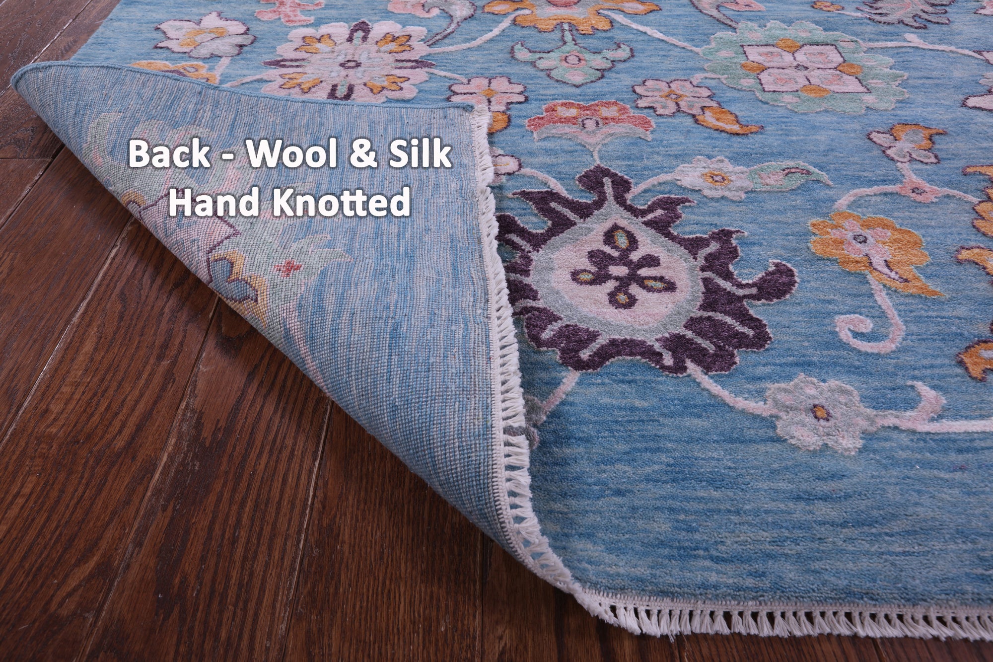 Blue Persian Hand Knotted Wool & Silk Rug - 9' 1" X 12' 3" - Golden Nile