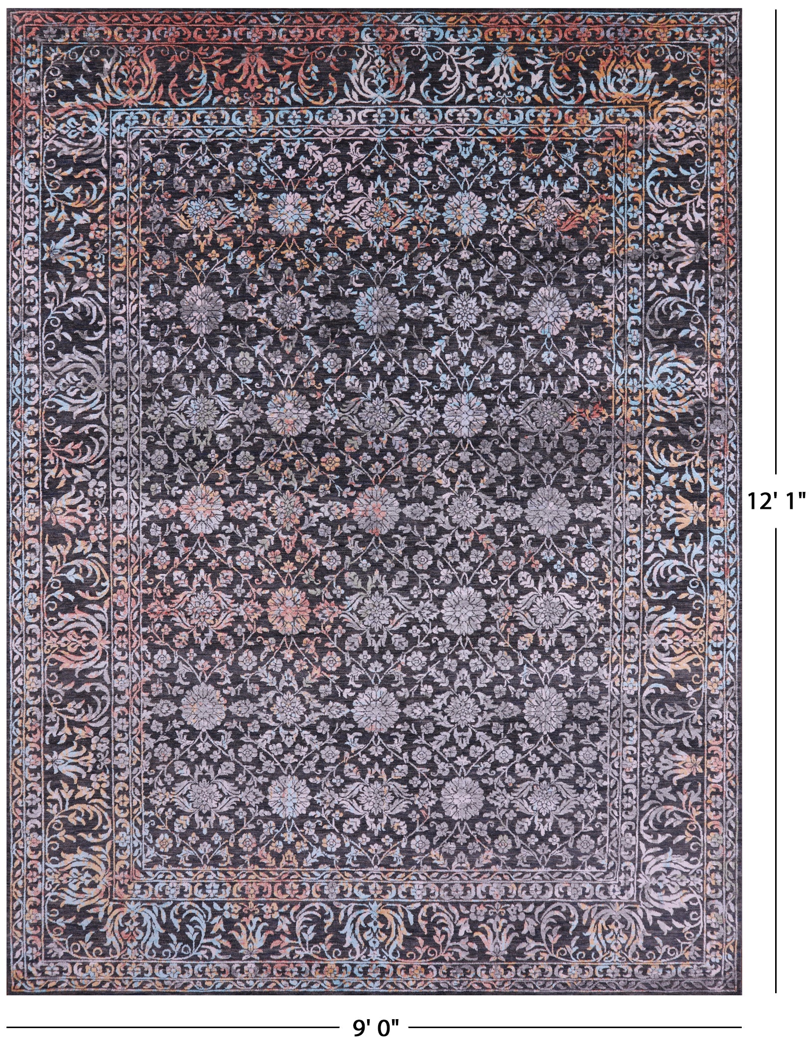 Persian Handmade Wool & Silk Rug - 9' 0" X 12' 1" - Golden Nile