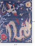 Dragon And Phoenix Design Hand Knotted Wool Rug - 8' 11" X 12' 1" - Golden Nile