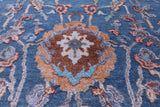 Blue Persian Hand Knotted Wool & Silk Rug - 9' 0" X 11' 10" - Golden Nile