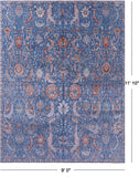 Blue Persian Hand Knotted Wool & Silk Rug - 9' 0" X 11' 10" - Golden Nile