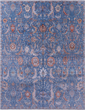 Blue Persian Hand Knotted Wool & Silk Rug - 9' 0" X 11' 10" - Golden Nile