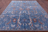 Blue Persian Hand Knotted Wool & Silk Rug - 9' 0" X 11' 10" - Golden Nile