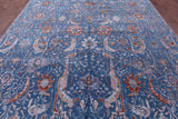 Blue Persian Hand Knotted Wool & Silk Rug - 9' 0" X 11' 10" - Golden Nile