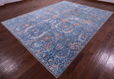 Blue Persian Hand Knotted Wool & Silk Rug - 9' 0" X 11' 10" - Golden Nile