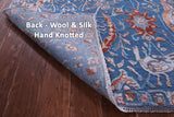 Blue Persian Hand Knotted Wool & Silk Rug - 9' 0" X 11' 10" - Golden Nile