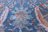 Blue Persian Hand Knotted Wool & Silk Rug - 9' 0" X 11' 10" - Golden Nile