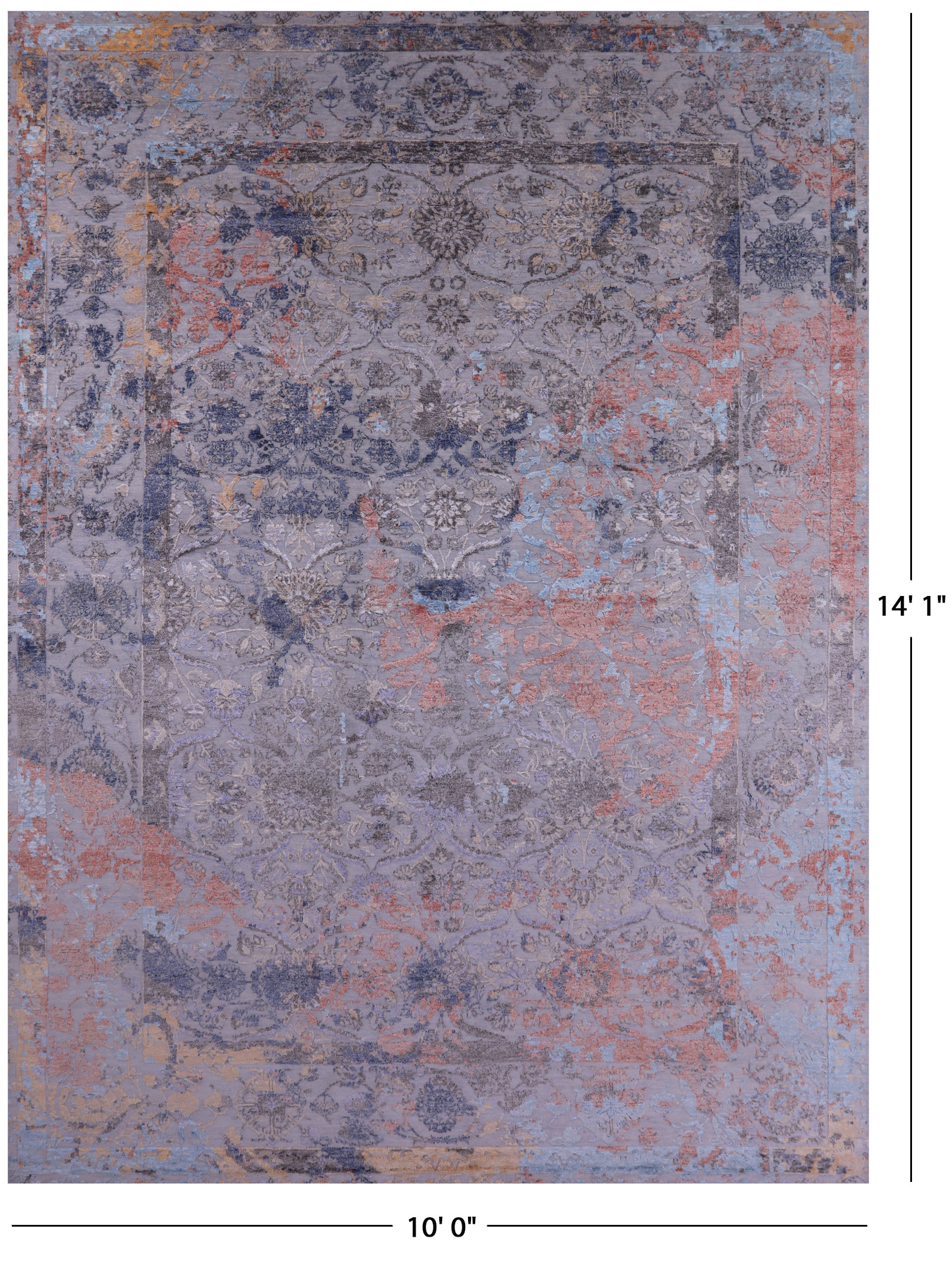 Modern Handmade Wool & Silk Rug - 10' 0" X 14' 1" - Golden Nile
