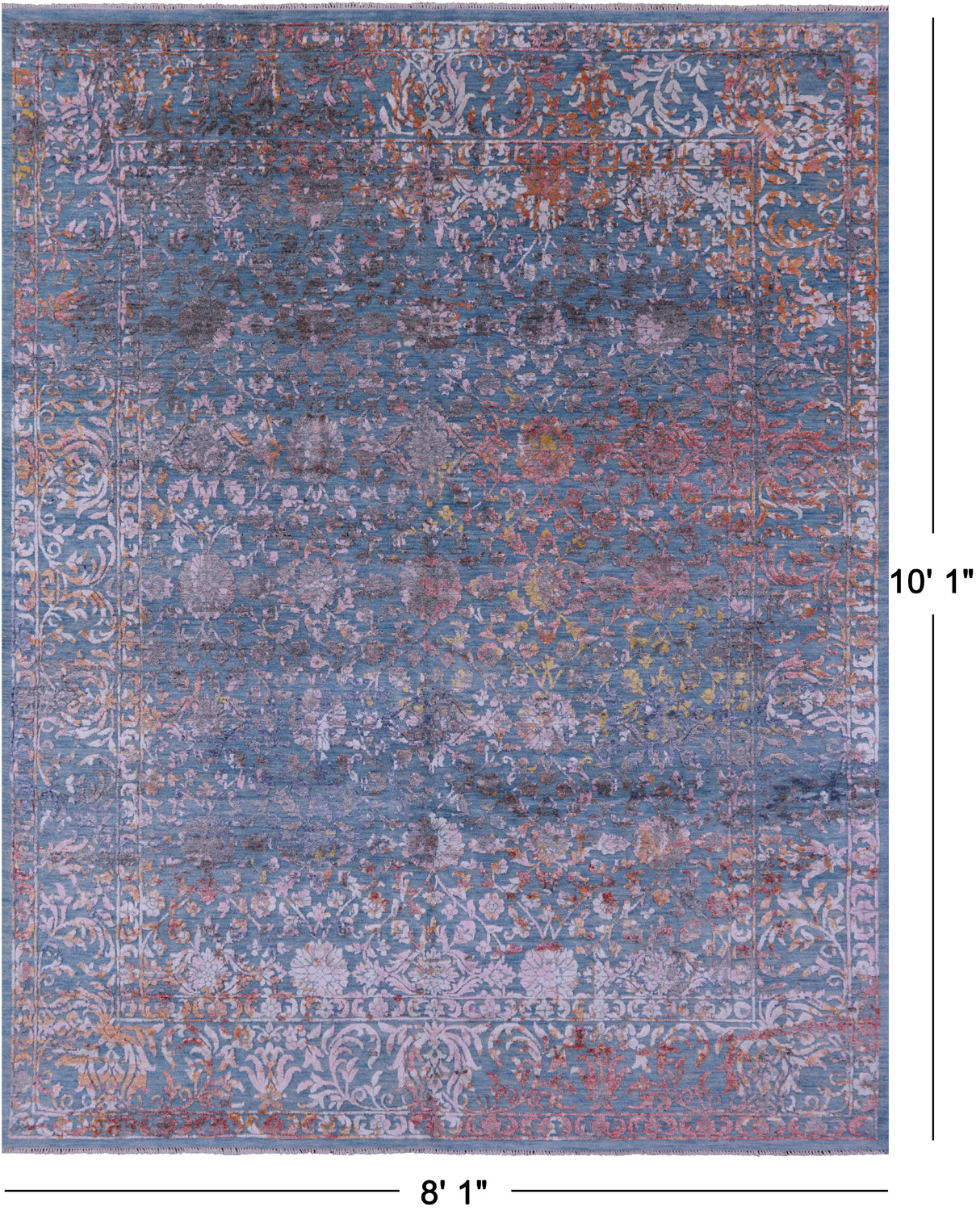 SUPER SALE Persian Hand Knotted Wool & Silk Rug - 8' 1" X 10' 1"