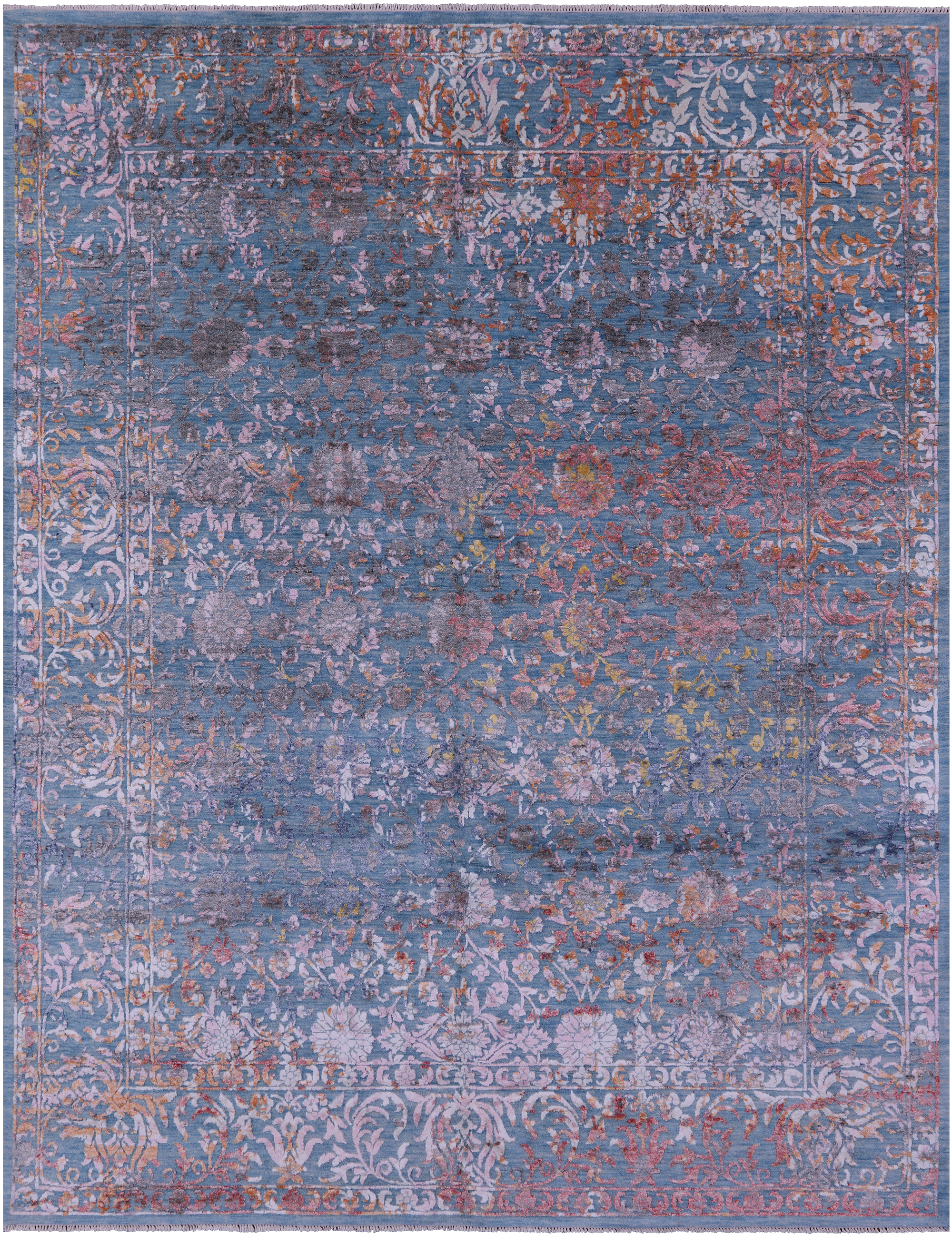 SUPER SALE Persian Hand Knotted Wool & Silk Rug - 8' 1" X 10' 1"