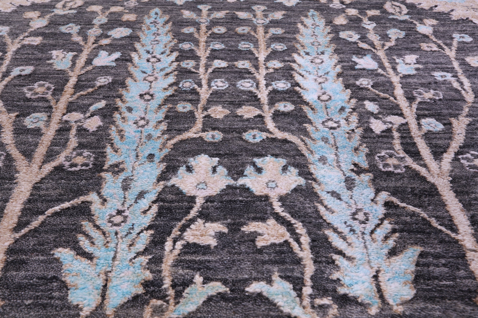 Grey Persian Ziegler Hand Knotted Wool & Silk Rug - 9' 0" X 12' 4"