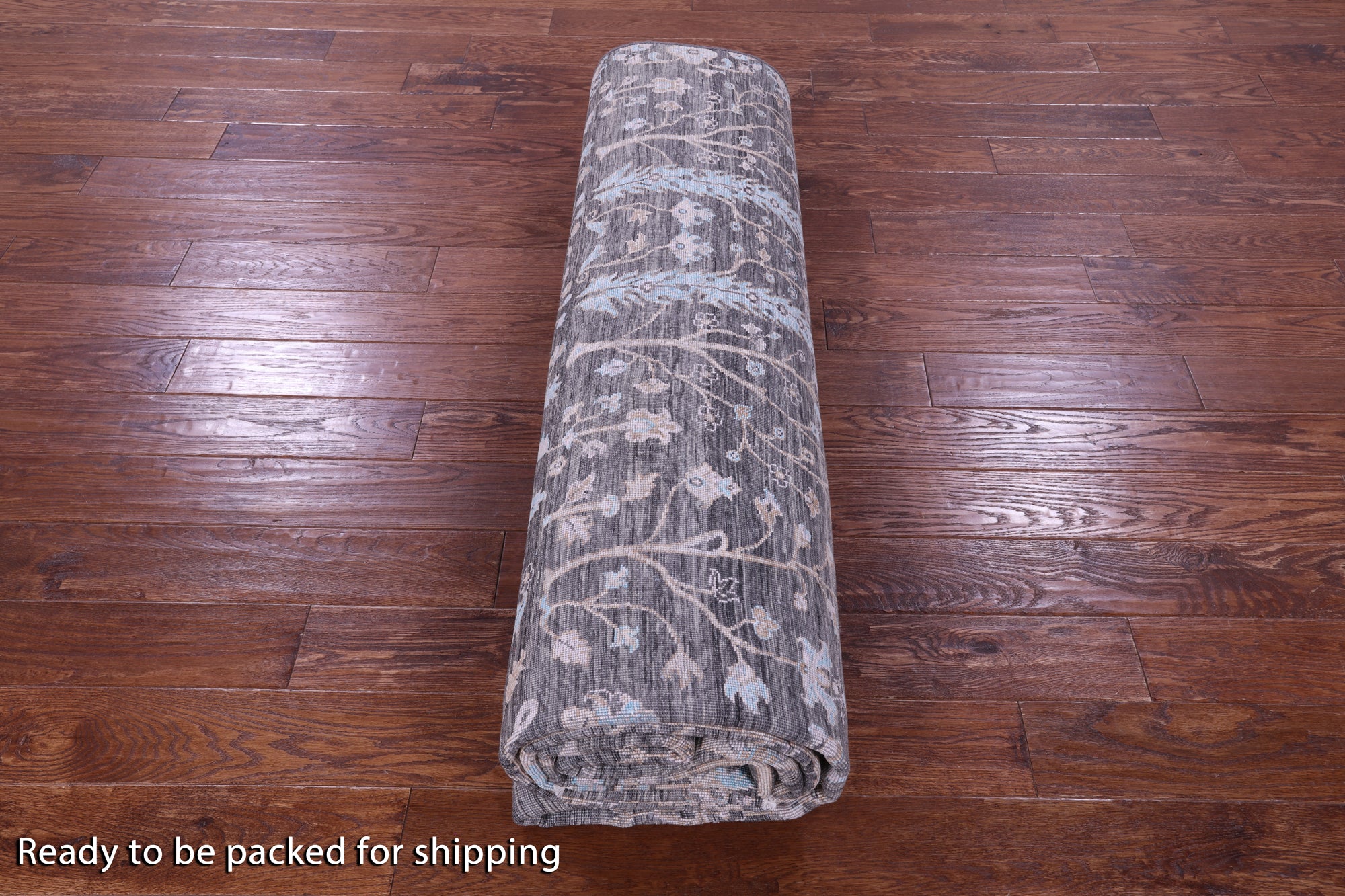 Grey Persian Ziegler Hand Knotted Wool & Silk Rug - 9' 0" X 12' 4"