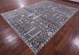 Grey Persian Ziegler Hand Knotted Wool & Silk Rug - 9' 0" X 12' 4"
