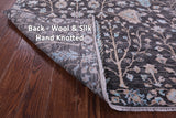 Grey Persian Ziegler Hand Knotted Wool & Silk Rug - 9' 0" X 12' 4"