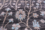 Grey Persian Ziegler Hand Knotted Wool & Silk Rug - 9' 0" X 12' 4"