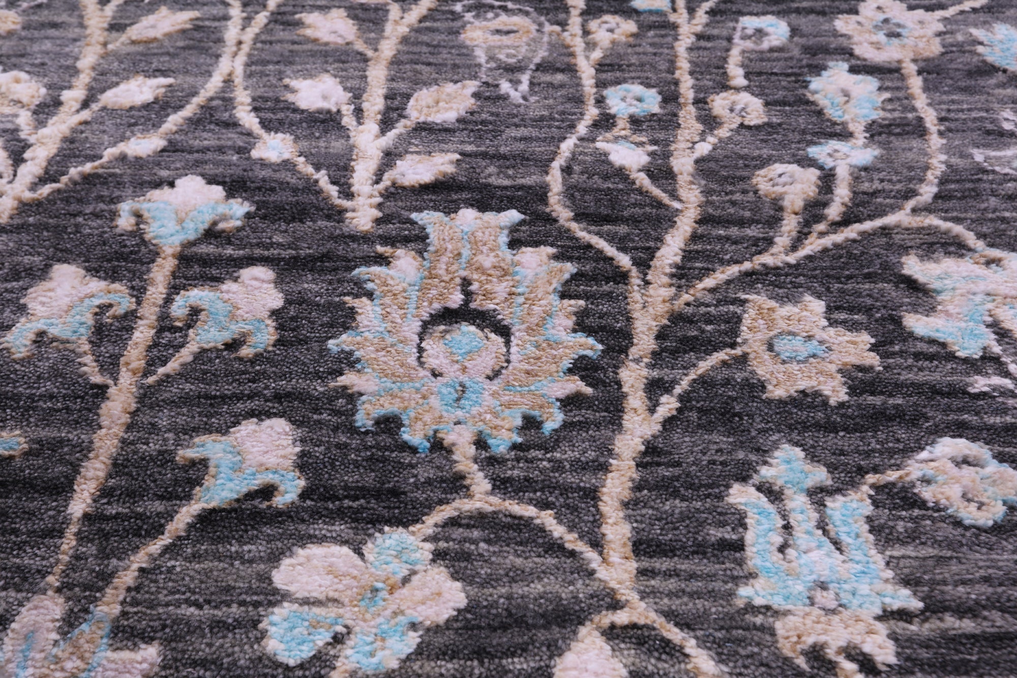 Grey Persian Ziegler Hand Knotted Wool & Silk Rug - 9' 0" X 12' 4"