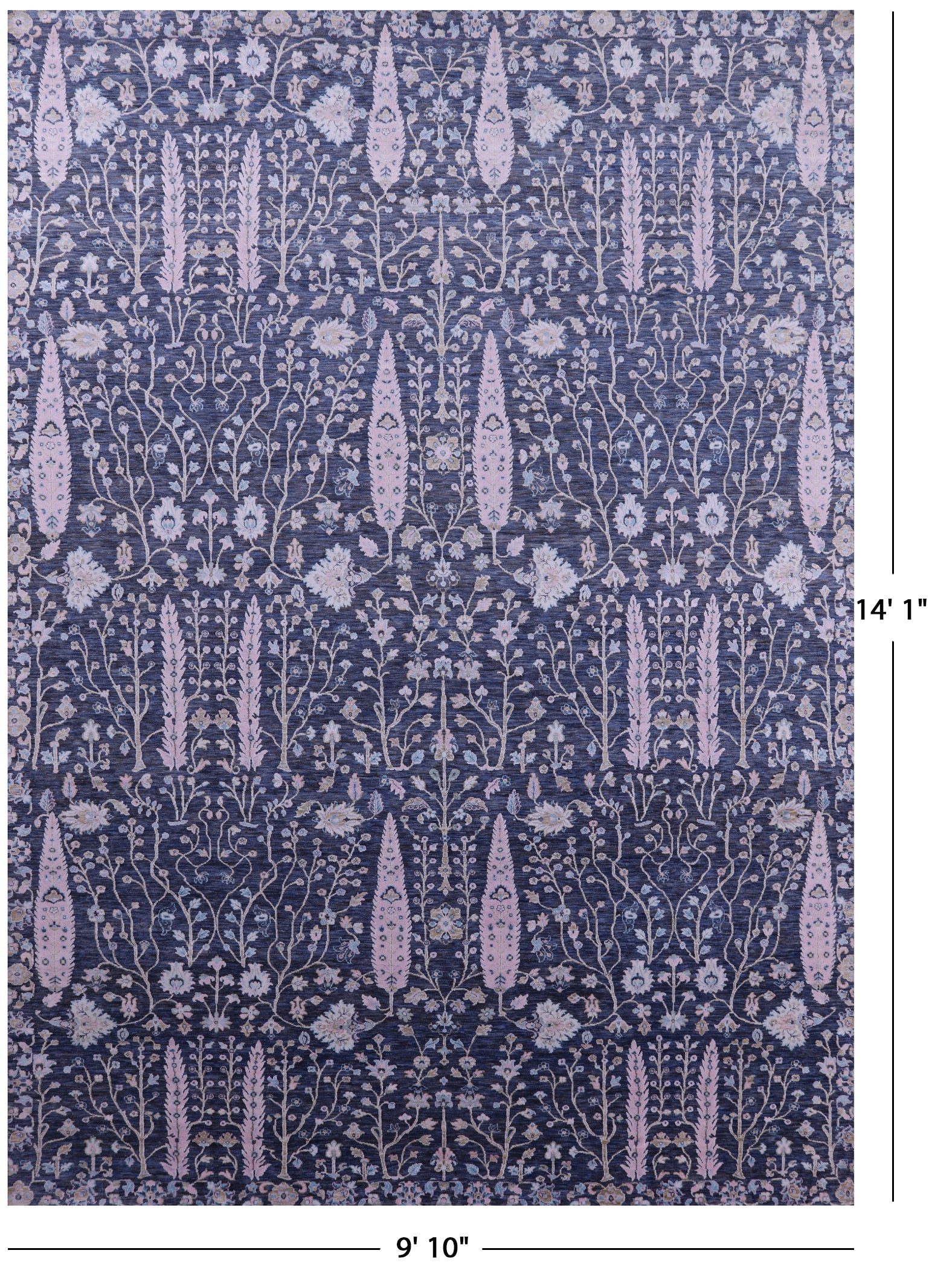 Grey Persian Ziegler Hand Knotted Wool & Silk Rug - 9' 10" X 14' 1" - Golden Nile