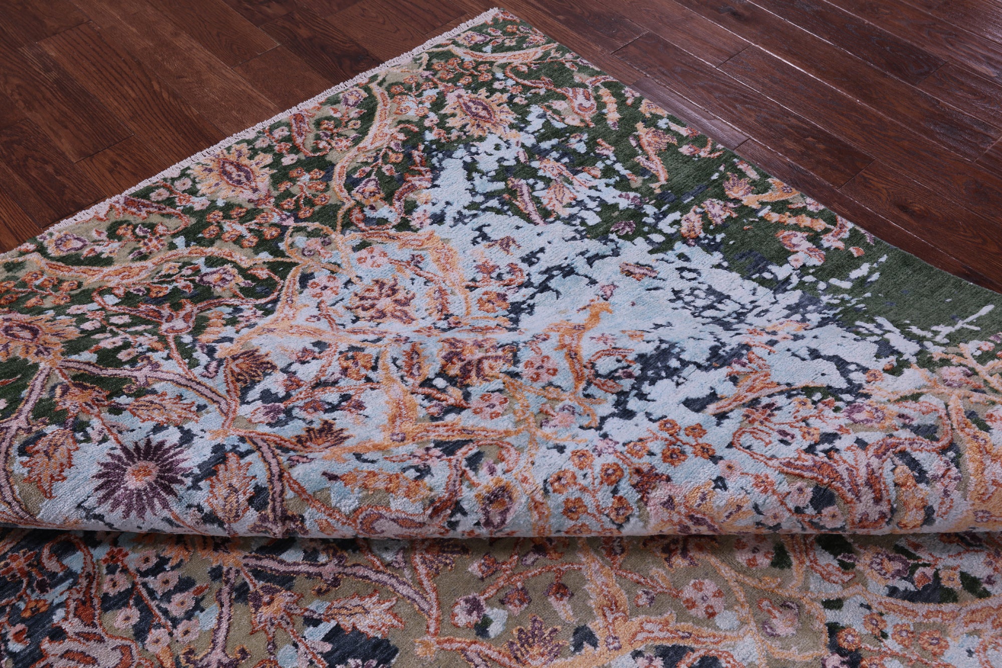 SUPER SALE Contemporary Hand Knotted Wool & Silk Rug - 8' 0" X 10' 6"