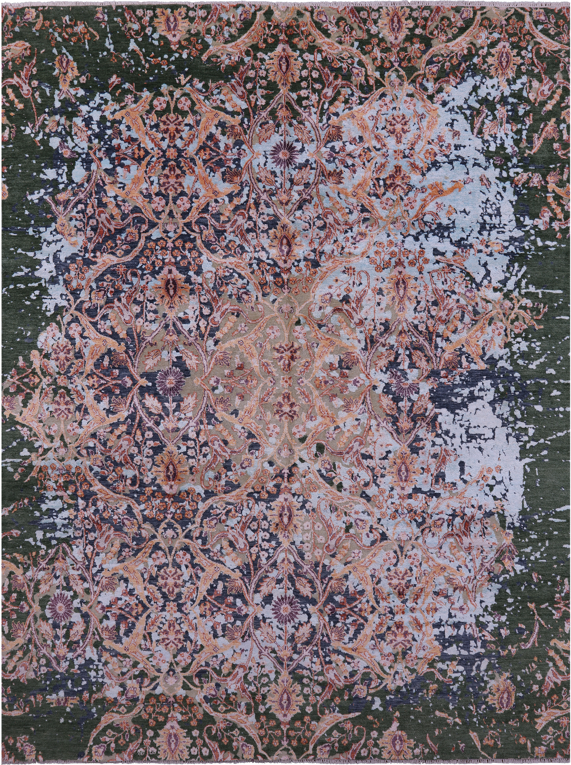 SUPER SALE Contemporary Hand Knotted Wool & Silk Rug - 8' 0" X 10' 6"