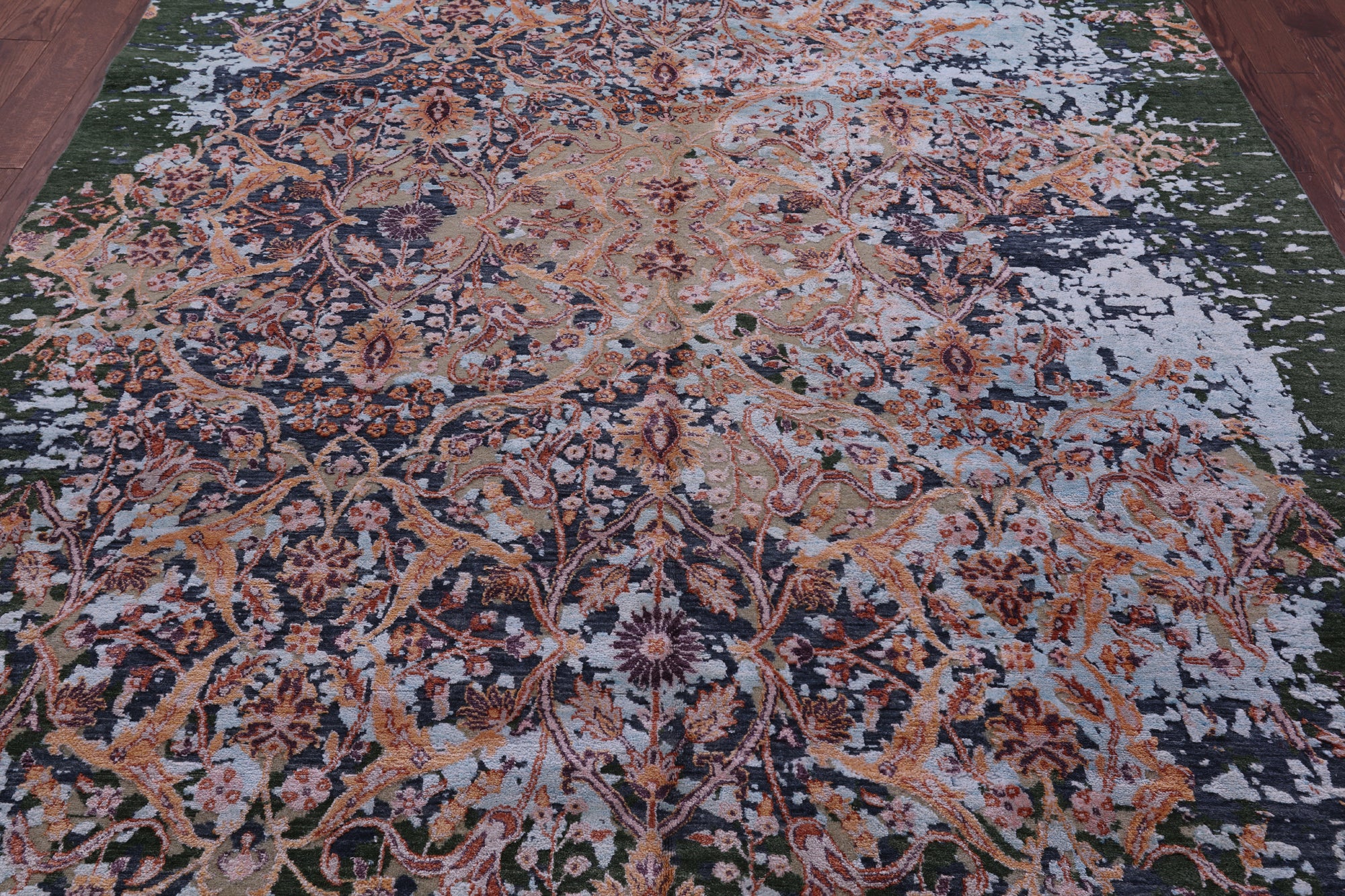SUPER SALE Contemporary Hand Knotted Wool & Silk Rug - 8' 0" X 10' 6"