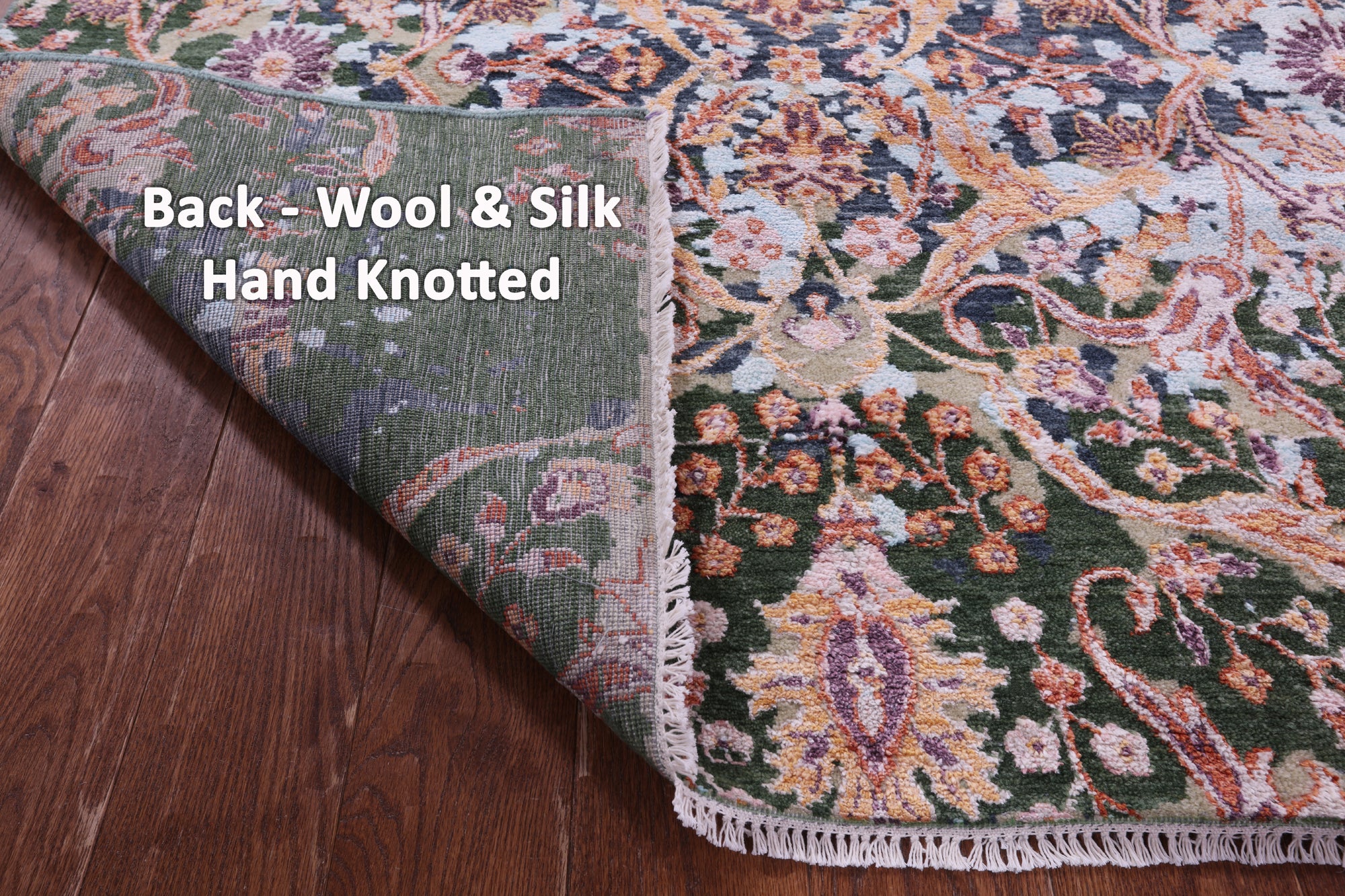 SUPER SALE Contemporary Hand Knotted Wool & Silk Rug - 8' 0" X 10' 6"