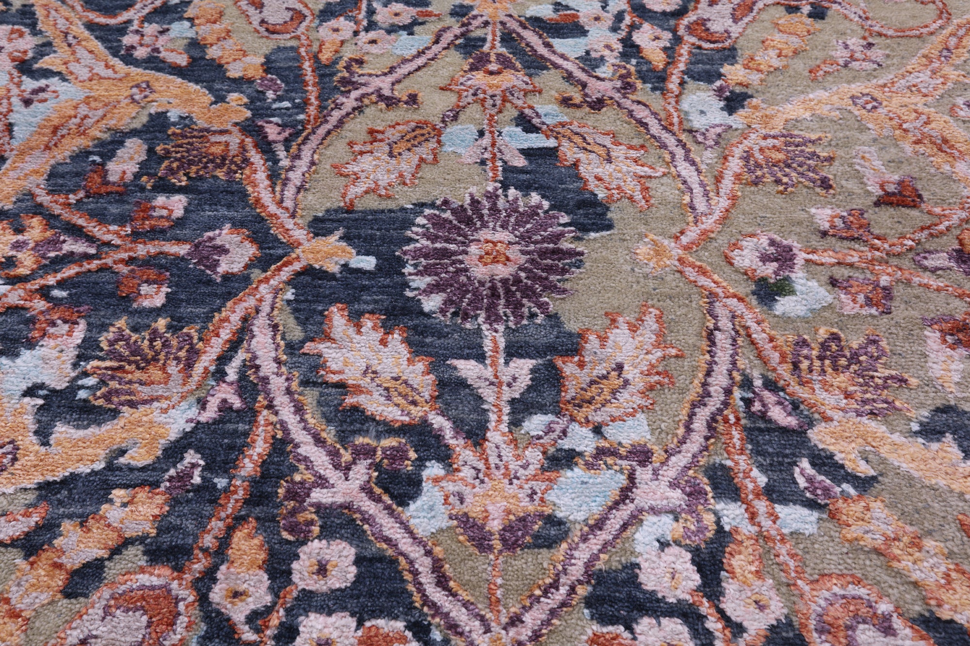 SUPER SALE Contemporary Hand Knotted Wool & Silk Rug - 8' 0" X 10' 6"