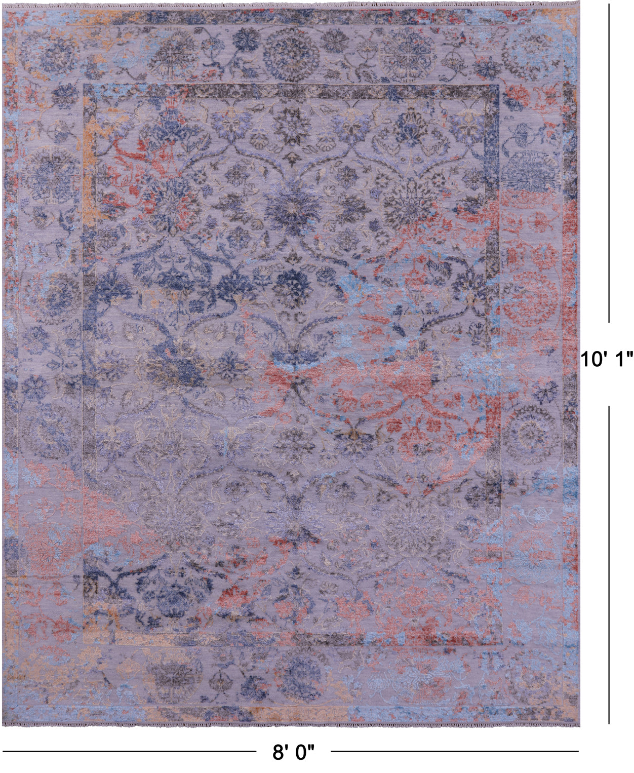 SUPER SALE Persian Hand Knotted Wool & Silk Rug - 8' 0" X 10' 1"