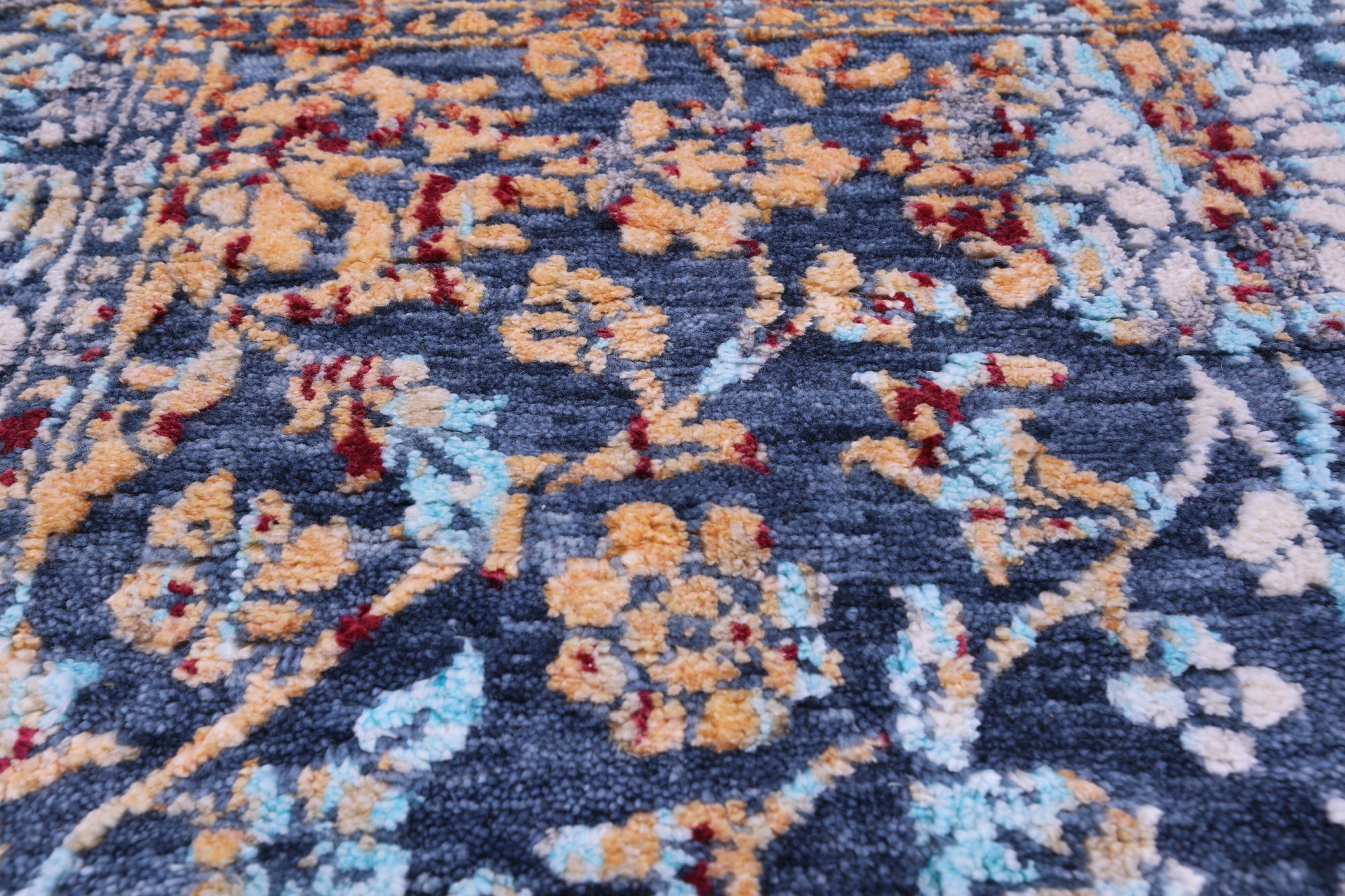 SUPER SALE Persian Hand Knotted Wool & Silk Runner Rug - 2' 7" X 12' 5"