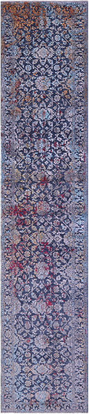 SUPER SALE Persian Hand Knotted Wool & Silk Runner Rug - 2' 7" X 12' 5"