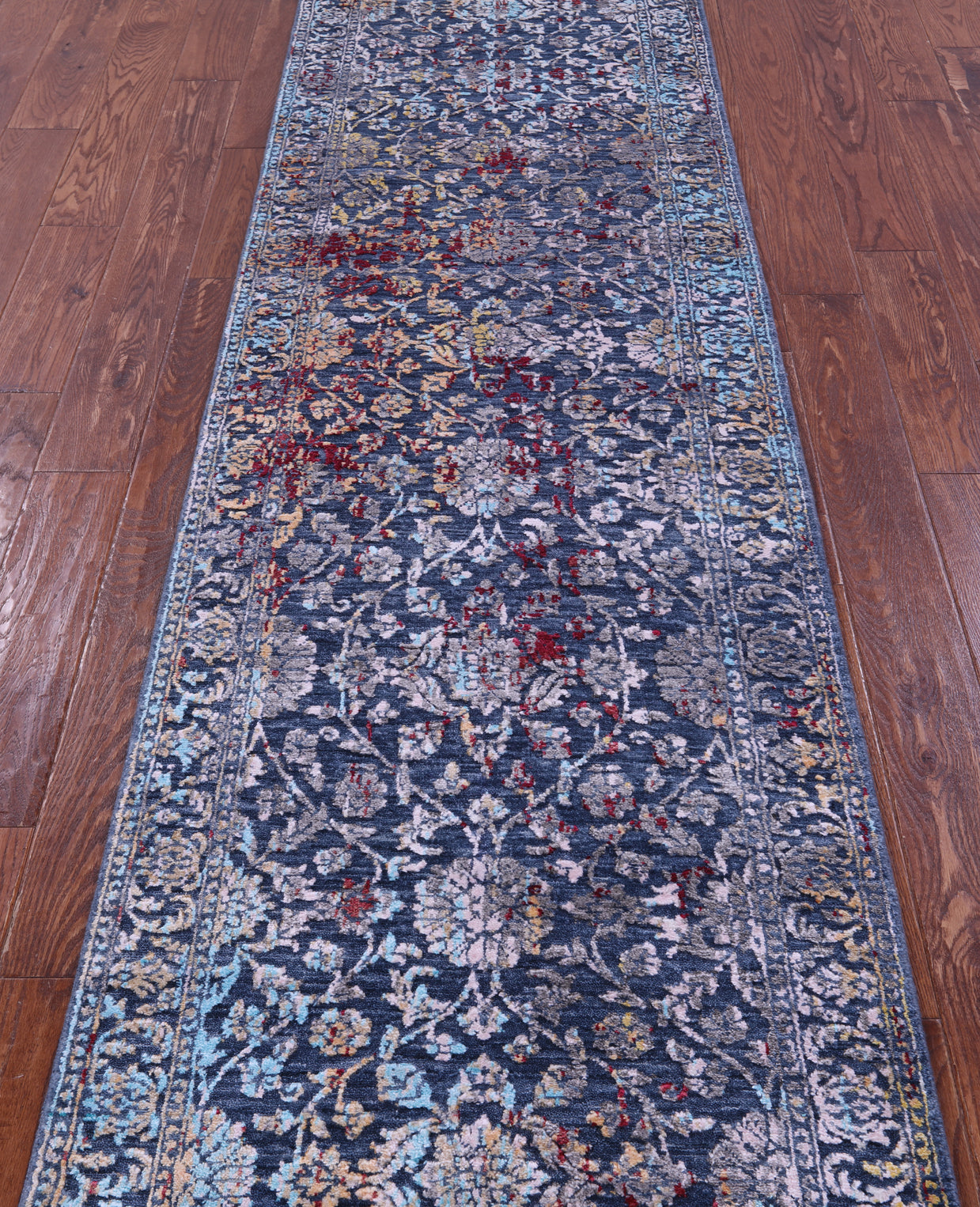 SUPER SALE Persian Hand Knotted Wool & Silk Runner Rug - 2' 7" X 12' 5"