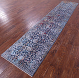 SUPER SALE Persian Hand Knotted Wool & Silk Runner Rug - 2' 7" X 12' 5"