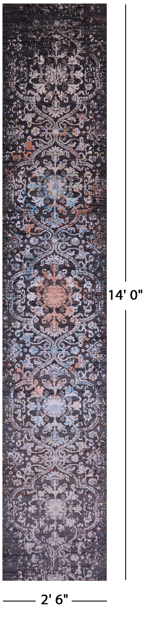Persian Handmade Wool & Silk Runner Rug - 2' 6" X 14' 0" - Golden Nile